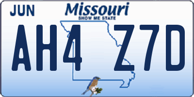 MO license plate AH4Z7D