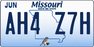 MO license plate AH4Z7H