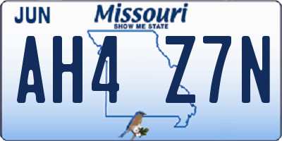MO license plate AH4Z7N
