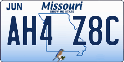 MO license plate AH4Z8C