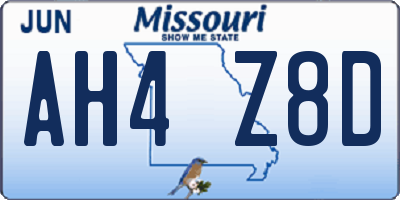 MO license plate AH4Z8D