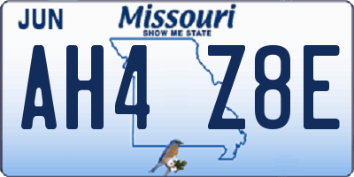 MO license plate AH4Z8E