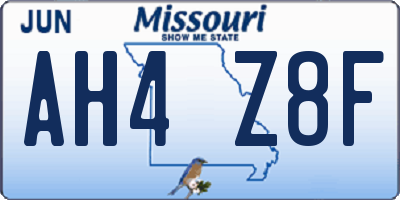 MO license plate AH4Z8F