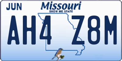 MO license plate AH4Z8M