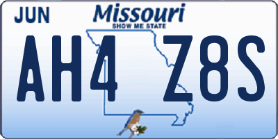 MO license plate AH4Z8S