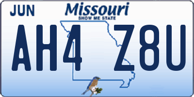 MO license plate AH4Z8U