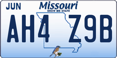 MO license plate AH4Z9B