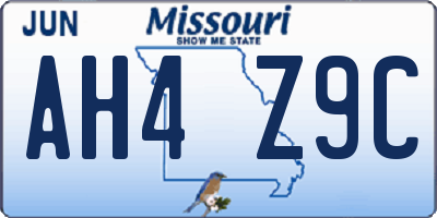 MO license plate AH4Z9C