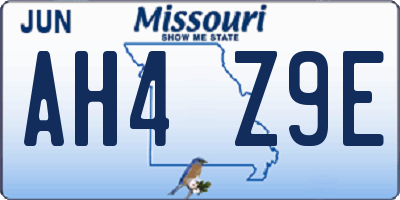 MO license plate AH4Z9E