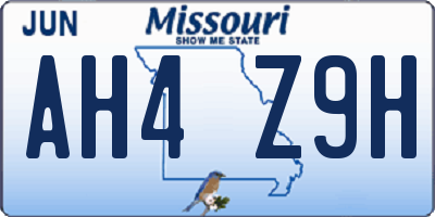 MO license plate AH4Z9H