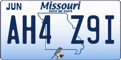 MO license plate AH4Z9I