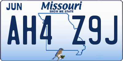 MO license plate AH4Z9J