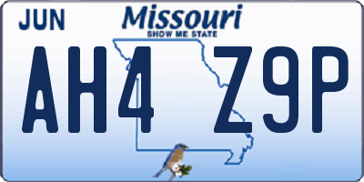 MO license plate AH4Z9P
