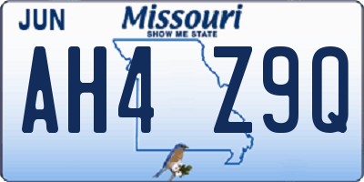 MO license plate AH4Z9Q