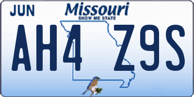 MO license plate AH4Z9S