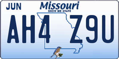 MO license plate AH4Z9U