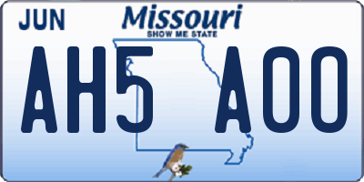 MO license plate AH5A0O