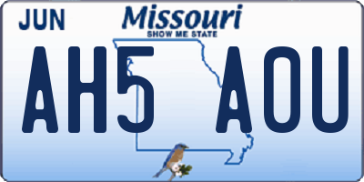 MO license plate AH5A0U