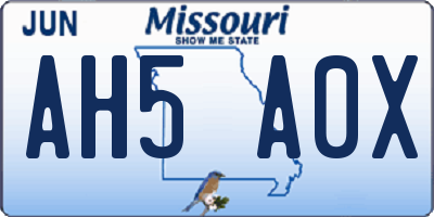 MO license plate AH5A0X