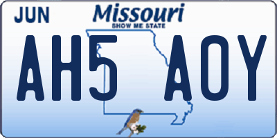 MO license plate AH5A0Y