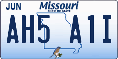 MO license plate AH5A1I