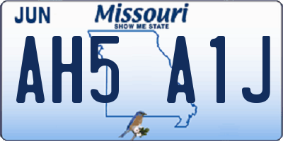 MO license plate AH5A1J