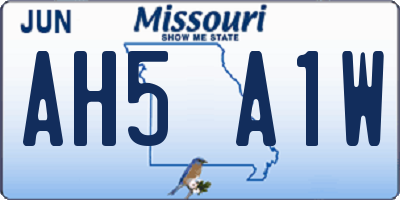 MO license plate AH5A1W