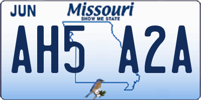 MO license plate AH5A2A