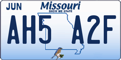 MO license plate AH5A2F