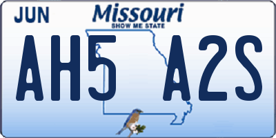 MO license plate AH5A2S