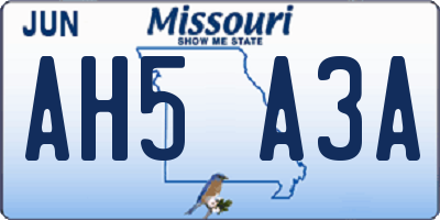 MO license plate AH5A3A