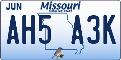MO license plate AH5A3K