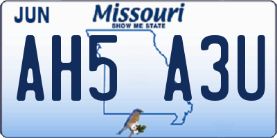 MO license plate AH5A3U