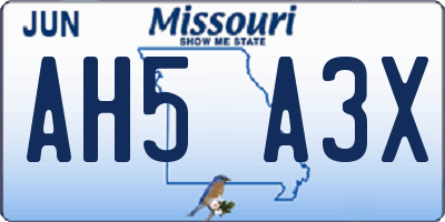 MO license plate AH5A3X
