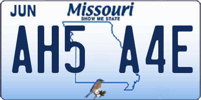 MO license plate AH5A4E