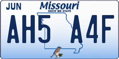 MO license plate AH5A4F