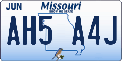 MO license plate AH5A4J