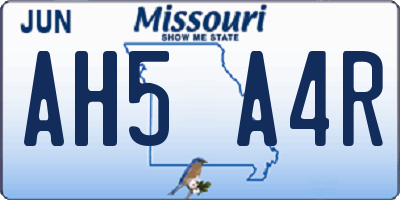 MO license plate AH5A4R