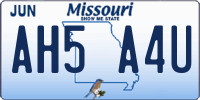 MO license plate AH5A4U