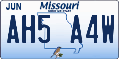 MO license plate AH5A4W