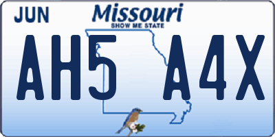 MO license plate AH5A4X