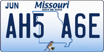 MO license plate AH5A6E