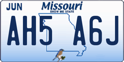 MO license plate AH5A6J
