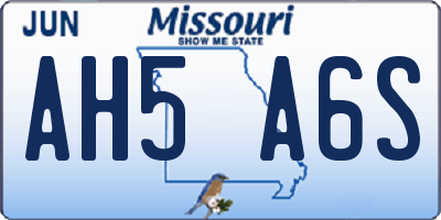 MO license plate AH5A6S
