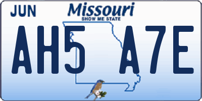 MO license plate AH5A7E
