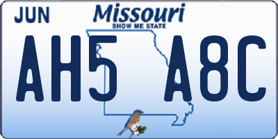 MO license plate AH5A8C