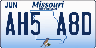 MO license plate AH5A8D