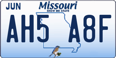 MO license plate AH5A8F
