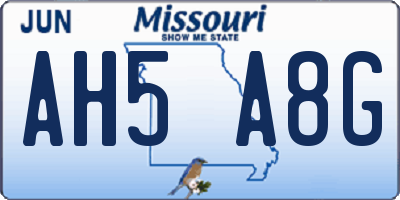 MO license plate AH5A8G