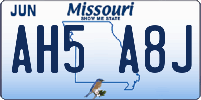MO license plate AH5A8J